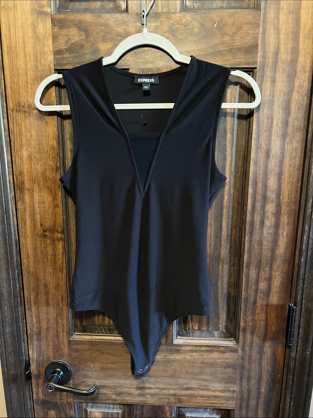 Express Black V-Neck Sleeveless Bodysuit